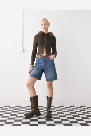 COLLUSION Pantalones cortos vaqueros de corte suelto alargado con de -Azul