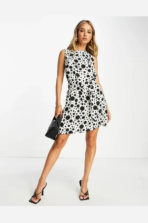 River Island Vestido recto corto con estampado de lunares y cinturón de