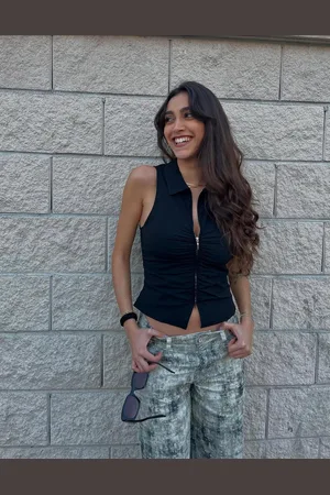 Bershka Top Popelin Cremallera Mujer L