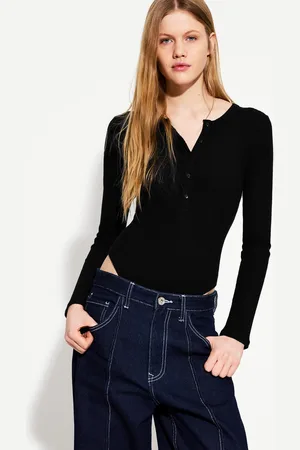 Bershka Body Manga Larga Botones Mujer L