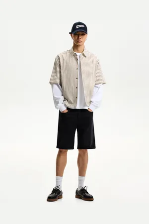 Bershka Bermuda Denim Bajo Vuelta Hombre 34