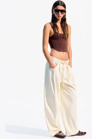 Bershka Pantalón Fluido Pinzas Mujer 38