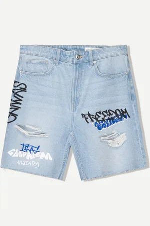 Bershka Bermuda Denim Print Hombre 44