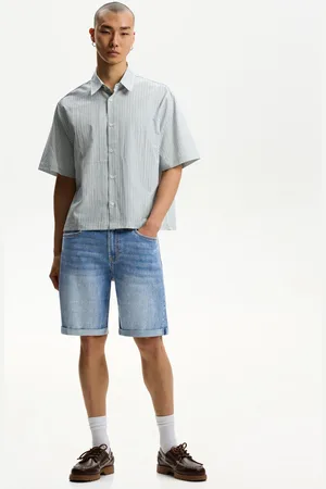 Bershka Bermuda Denim Bajo Vuelta Hombre 44