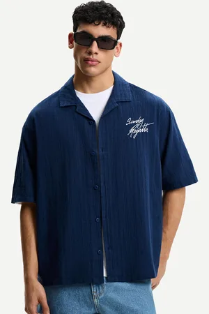 Bershka Camisa Manga Corta Boxy Bordado Hombre Xl