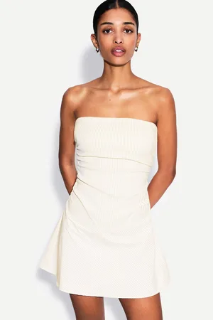 Bershka Vestido Mini Bandeau Elástico Frunces Mujer L