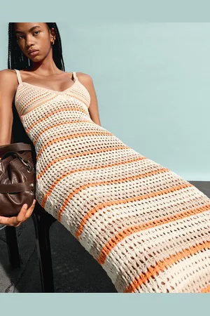 Bershka Vestido Midi Rústico Mujer M-L