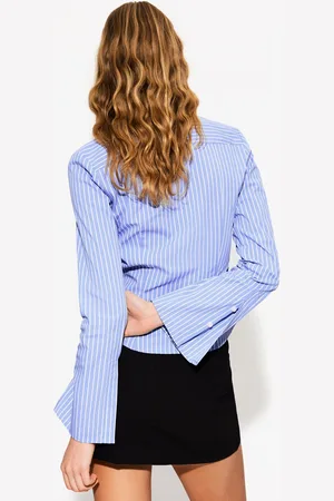Bershka Camisa Entallada Manga Campana Mujer Xs