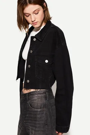 Bershka Cazadora Denim Cropped Mujer Xs