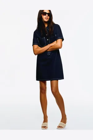 Bershka Vestido Denim Camisero Mujer S
