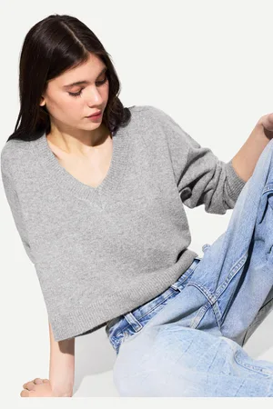 Bershka Jersey Cuello Pico Cropped Mujer Xs