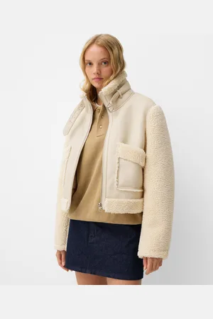 Bershka Cazadora Doble Faz Mangas Borreguillo Mujer L