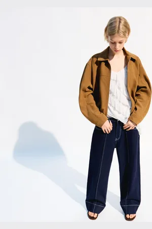 Bershka Cazadora Efecto Suede Trucker Mujer Xs
