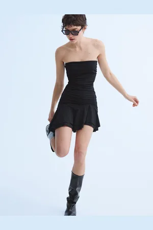 Bershka Vestido Mini Drapeado Volantes Mujer M