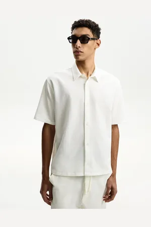 Bershka Camisa Manga Corta Plisada Hombre M