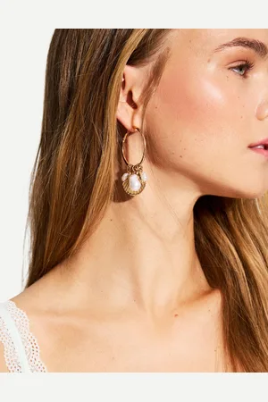 Bershka Pendientes Aro Conchas Signature Edition Mujer