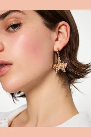 Bershka Pack 3 Pendientes Aro Flor Mujer