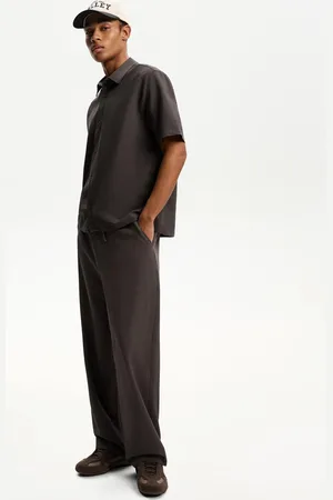 Bershka Pantalón Baggy Jogger Plisado Hombre Xs