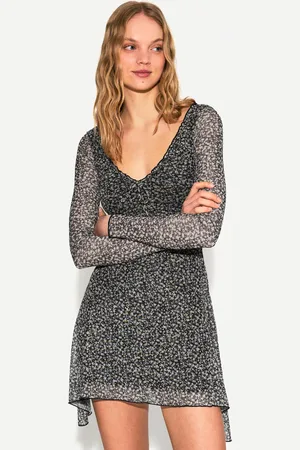 Bershka Vestido Manga Larga Mini Print Mujer Xs