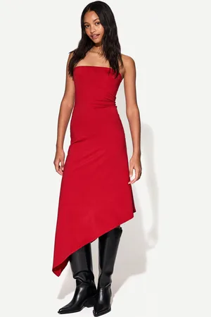Bershka Vestido Midi Bandeau Asimétrico Mujer L
