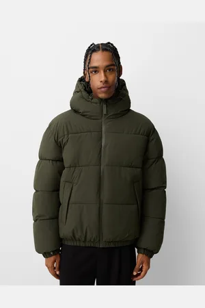 Bershka Cazadora Puffy Capucha Hombre L
