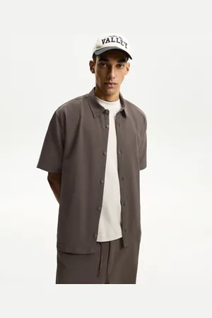 Bershka Camisa Manga Corta Plisada Hombre L