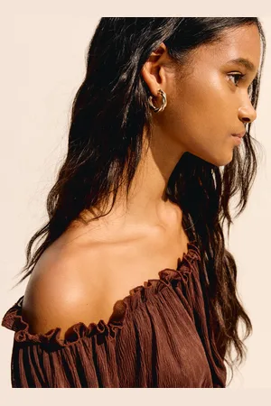 Bershka Pack 3 Pendientes Aro Flor Efecto Nacar Mujer