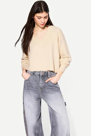 Bershka Jersey Cuello Pico Cropped Mujer M