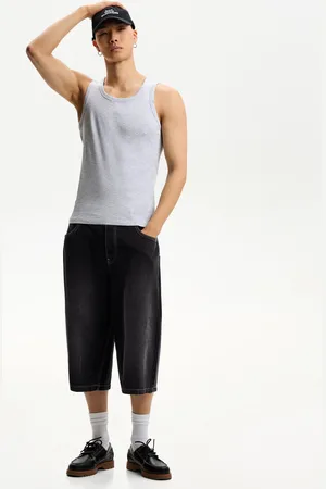Bershka Bermuda Jort Denim Super Baggy Hombre 38
