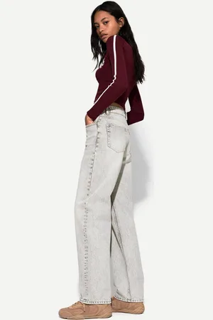 Bershka Jeans Straight Wide Leg Mujer 44
