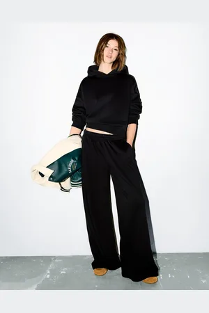 Bershka Pantalón Superwide Leg Felpa Mujer S