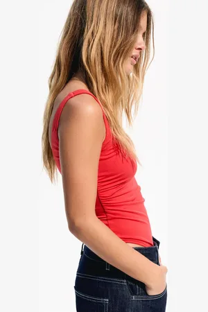 Bershka Body Tirantes Fruncido Mujer S