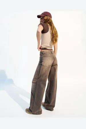 Bershka Jeans Wide Leg Low Waist Mujer 42