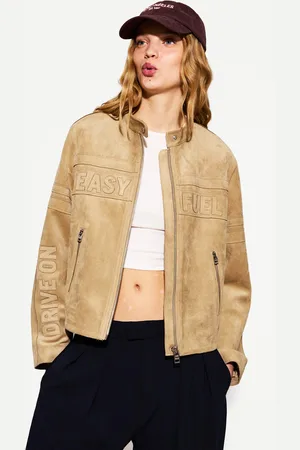 Bershka Cazadora Efecto Suede Mujer M