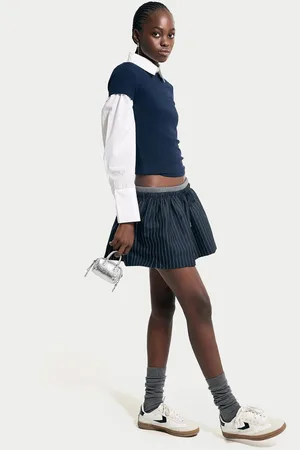 Bershka Falda Mini Cintura Contraste Mujer Xs