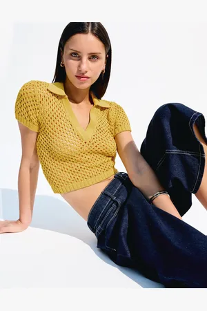 Bershka Jersey Manga Corta Cuello Polo Mesh Mujer M