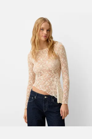 Bershka Camiseta Manga Larga Blonda Mujer L