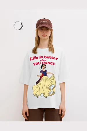 Bershka Camiseta Snow White Manga Corta Oversize Mujer S