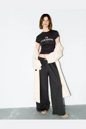 Bershka Pantalón Superwide Leg Felpa Mujer M