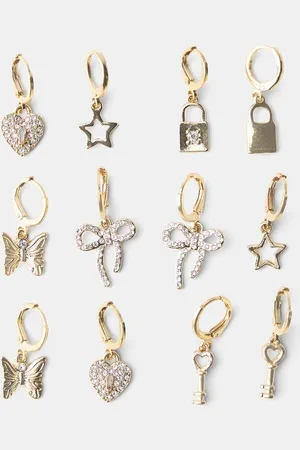 Bershka Pack 6 Pendientes Brillo Mujer