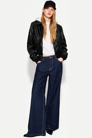 Bershka Cazadora Efecto Piel Rib Mujer S