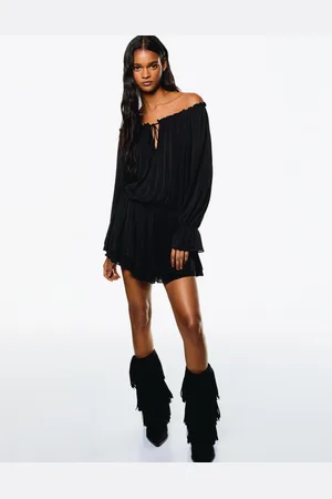 Bershka Vestido Manga Larga Mini Boho Mujer Xs