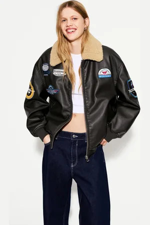 Bershka Cazadora Doble Faz Parches Mujer Xs