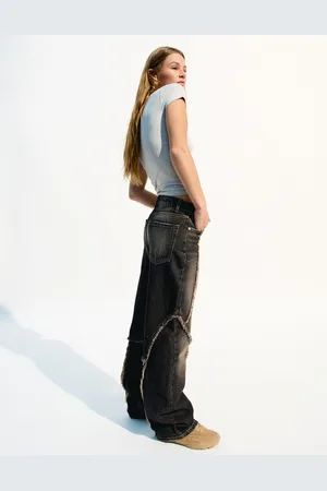 Bershka Jeans Baggy Flecos Mujer 38