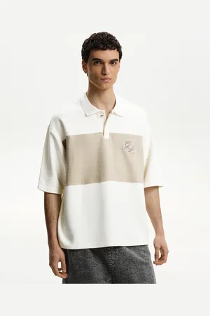 Bershka Polo Manga Corta Oversize Cropped Bordado Hombre Xl