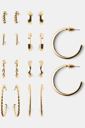 Bershka Pack 9 Pendientes Textura Mujer