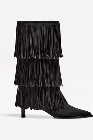 Bershka Bota Tacón Kitten Flecos Mujer 36