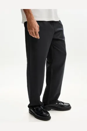 Bershka Pantalón Wide Leg Rústico Con Lino Hombre L