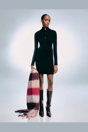Bershka Vestido Mini Rib Cremallera Mujer M