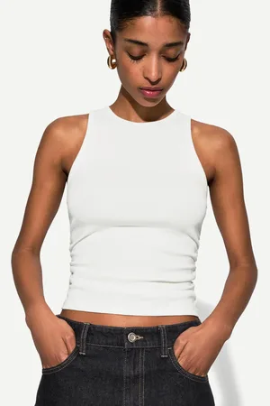 Bershka Camiseta Tirantes Fruncido Mujer M